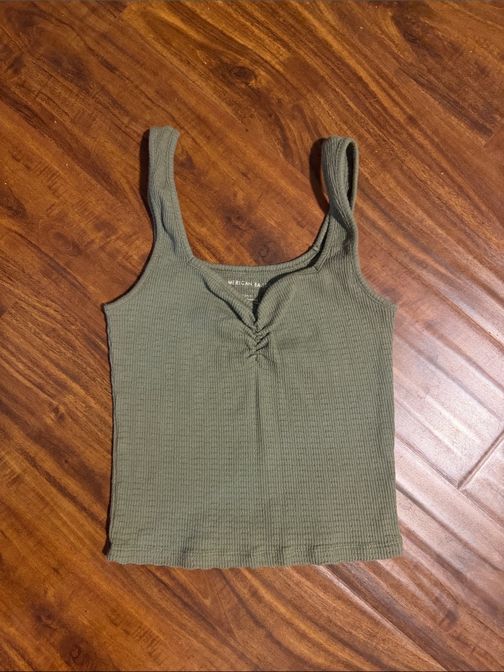 American Eagle Outfitters Olive Ribbed Scoop Tank